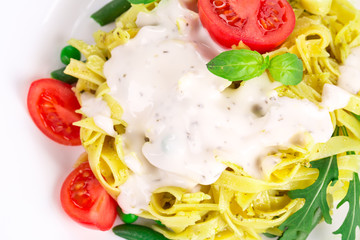 Tagliatelli pasta with tomatoes
