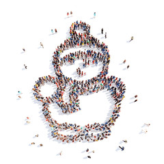 people in the form of a snowman.