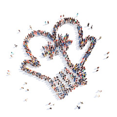 people in the form of winter mittens.