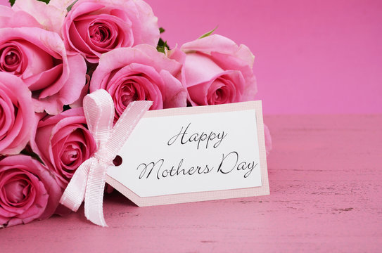 Happy Mothers Day Pink Roses background.