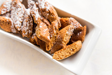 Cantucci biscuits flavored cinnamon with powdered sugar
