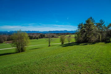 Alpenpanorama gesehen von Dorfen bei Wolfratshausen