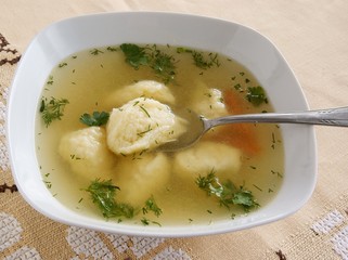 clear soup with noodles for dinner or lunch