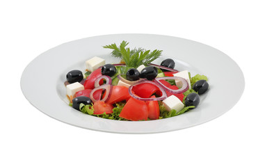 Salad with olives, sweet peppers and feta cheese