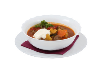 Hungarian soup with vegetables and meat