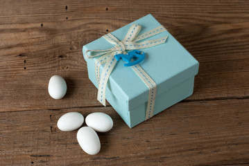 Wedding favor on old wooden table