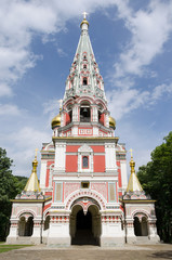 Fototapeta na wymiar Memorial Temple of the Birth of Christ, Russian Style Church in Shipka, Bulgaria 