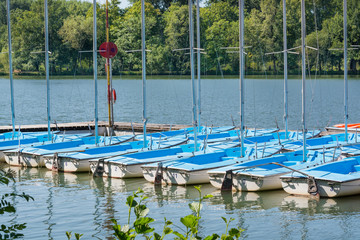 Fototapeta premium Many boats in a summer day, Maschsee, Hannover, Germany