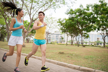 Jogging Vietnamese couple