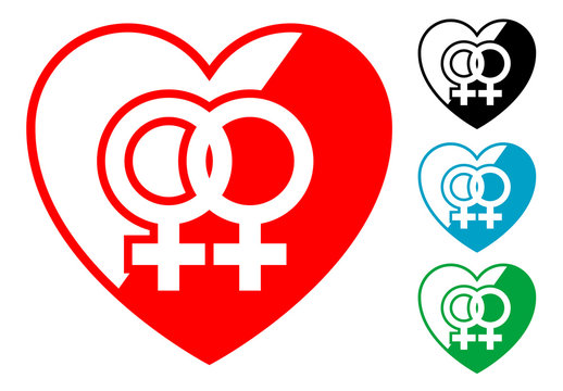 Pictograma corazon simbolo lesbico