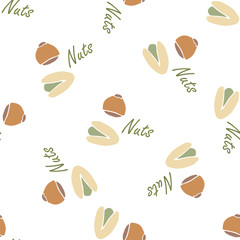 Nuts collection tileable texture vector. Suits for fabric.