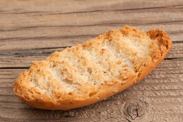 Rusk on old wooden table