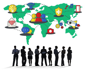 Fototapeta na wymiar Social Network Sharing Global Communications Connection Concept