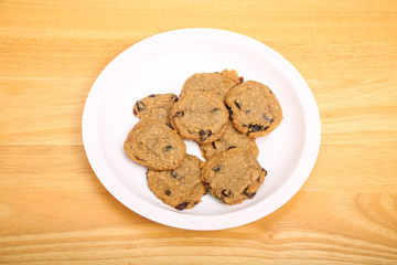 Plate of Oatmeal Raisin Cookies