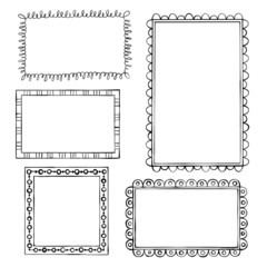Set of doodle frames on white background