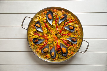Paella with mussels