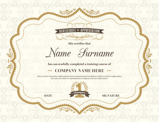 Vintage retro frame certificate background template