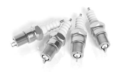 Car spark plugs, isolated on white background