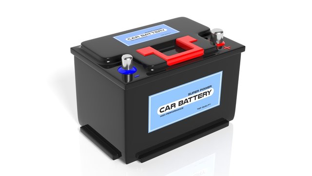 Car battery, isolated on white background