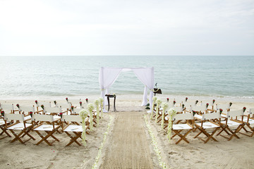chair setup wedding venue on the beach