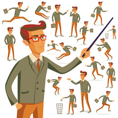 Flat people icons situations infographic vector set Men