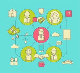 Line info-graphic. Business theme.