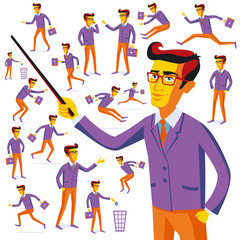 Flat people situations web infographic vector set Men lifestyle