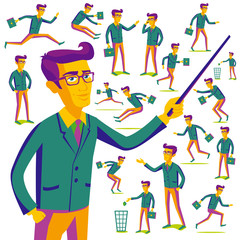 Flat people situations web infographic vector set Men lifestyle