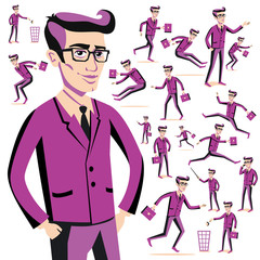 Flat people situations web infographic vector set Men lifestyle