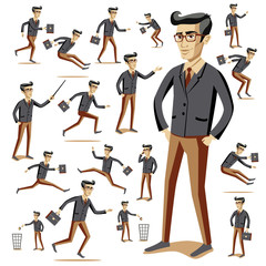 Flat people situations web infographic vector set Men lifestyle