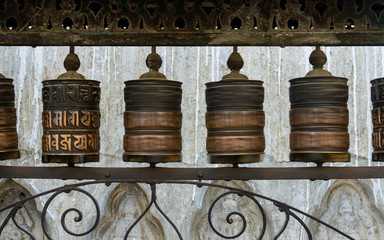 Prayer wheels in Kathmandu