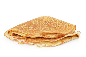 fresh hot blinis or crepes isolated on white