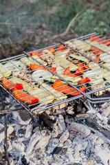 vegetables on the grill grate