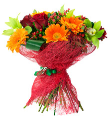 Fototapeta premium Bouquet of flowers in pink package