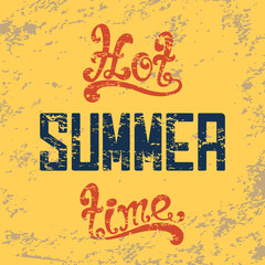 Hot summer time. Calligraphic handwritten vintage background.
