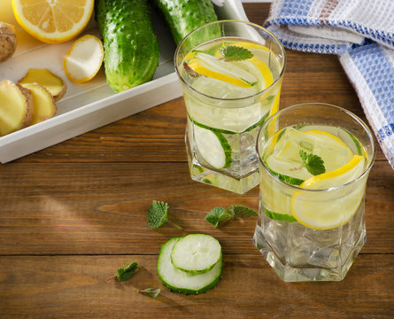 water with lemon and cucumber