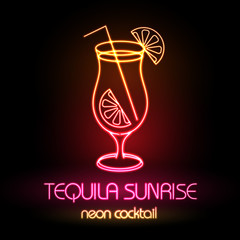 Neon sign. Cocktail