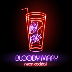 Neon sign. Cocktail