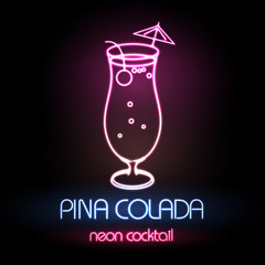 Neon sign. Cocktail