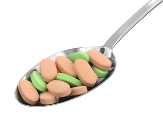 Spoon and Pills (clipping path included)