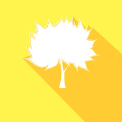 Tree flat icon with long shadow effect in stylish colors of web