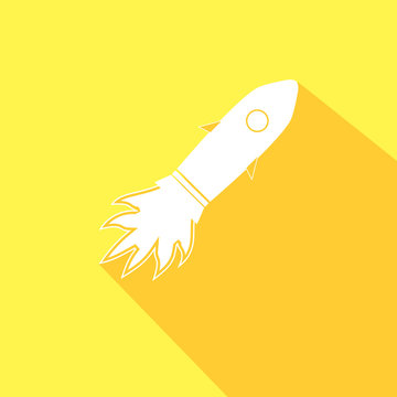 Rocket flat icon with long shadow