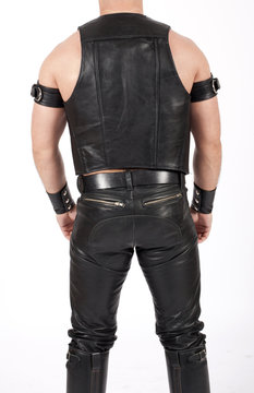 backside of a fetish leatherman
