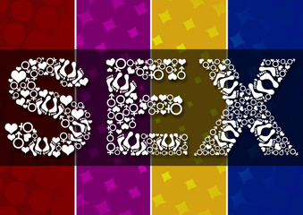 Sex Text With Symbols Colorful Background