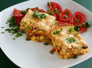 tasty au gratin with vegetables and tomatoes