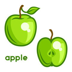 Stylized illustration of fresh apple on white background