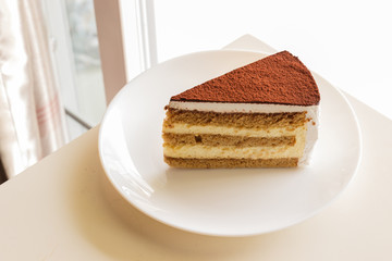 tiramisu topping with cocoa powder