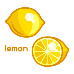 Stylized illustration of fresh lemon on white background