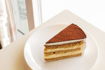 tiramisu topping with cocoa powder