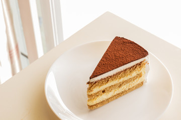 tiramisu topping with cocoa powder